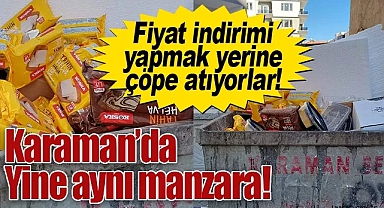 Çöp konteyneri tarihi geçmiş ürünlerle dolu