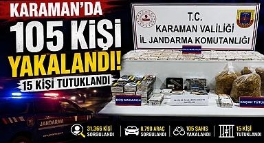 Karaman’da Jandarmadan Büyük Operasyon: 105 Aranan Şahıs Yakalandı, 15 Kişi Tutuklandı